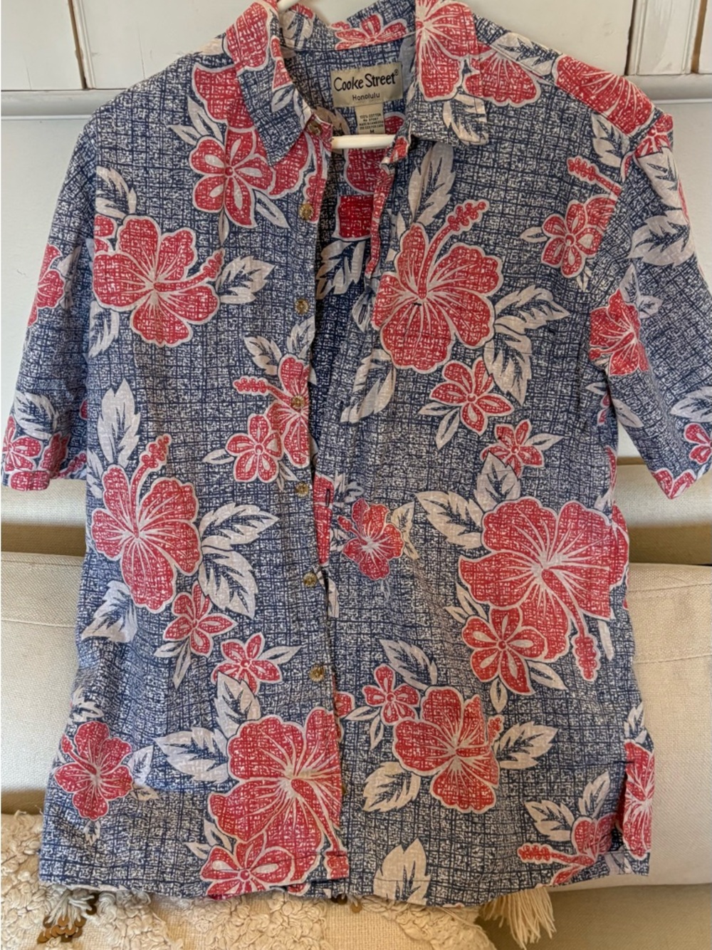 Cooke Street Honolulu Floral Camp Shirt — Navy & Red